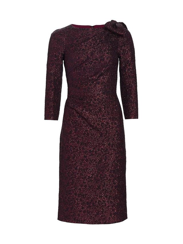 Womens Metallic Jacquard Bow Sheath Dress Product Image