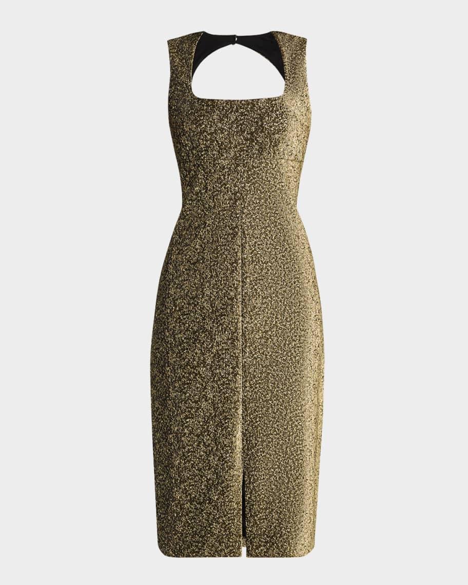 Metallic Jacquard Bodycon Midi Dress Product Image