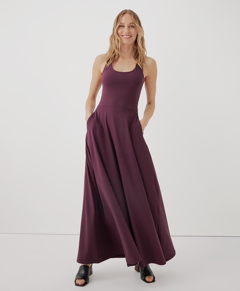 Pact Womens Fit & Flare Open Back Maxi Dress Product Image