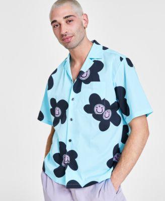 Men's Oversized-Fit Floral Button-Down Camp Shirt  Product Image