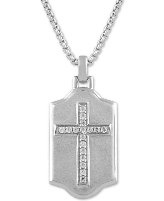 Mens Diamond Cross 22 Pendant Necklace (1/4 ct. t.w.) in Sterling Silver Product Image