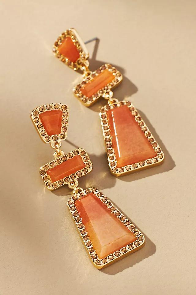 Stone Mixed Metal Drop Earrings Product Image