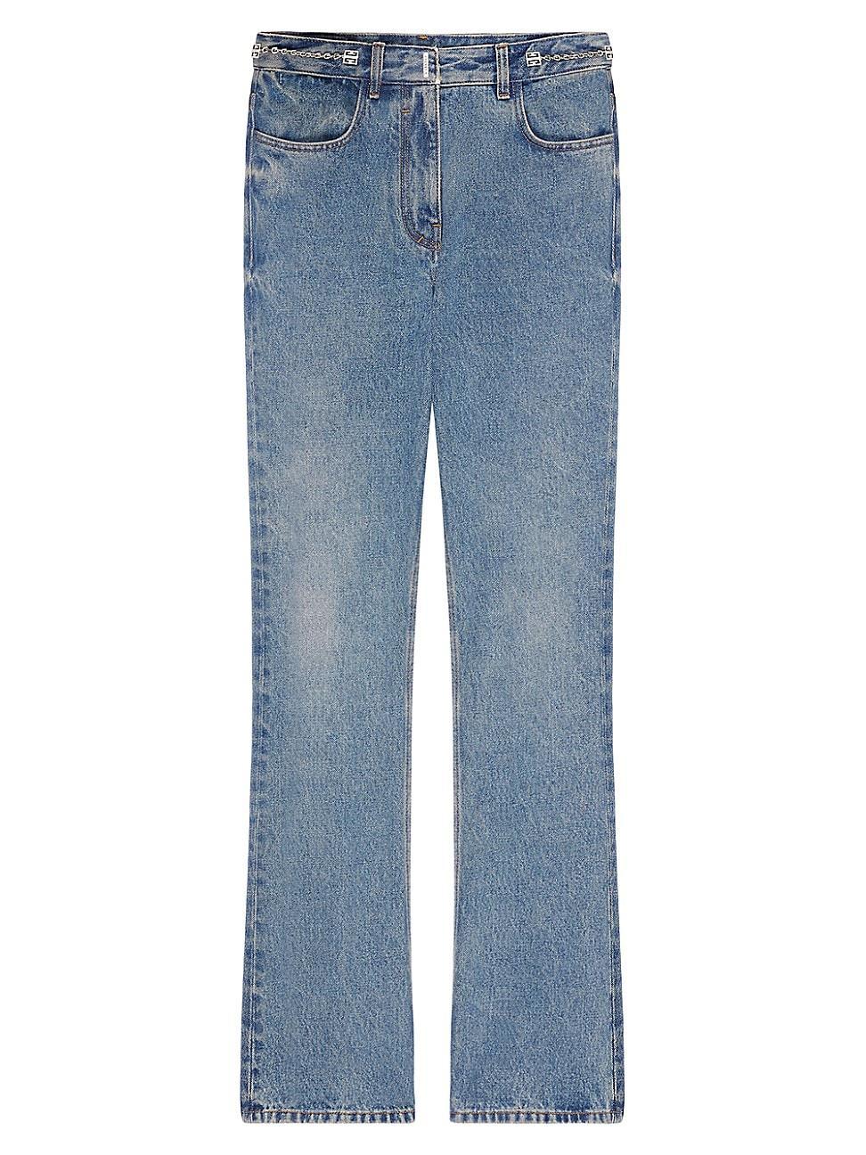 Womens Boot Cut Jeans In Denim With Chain Details Product Image