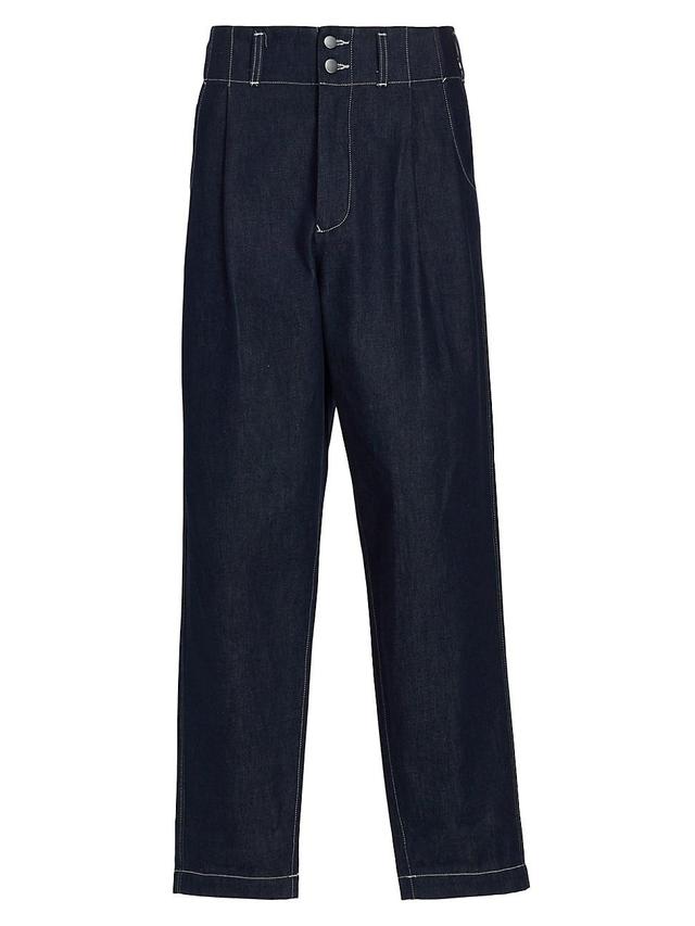 Mens Pleated Western Denim Pants Product Image