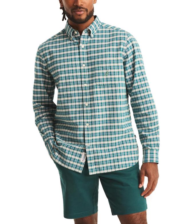 Nautica Mens Relaxed-Fit Plaid Button-Down Oxford Shirt Product Image