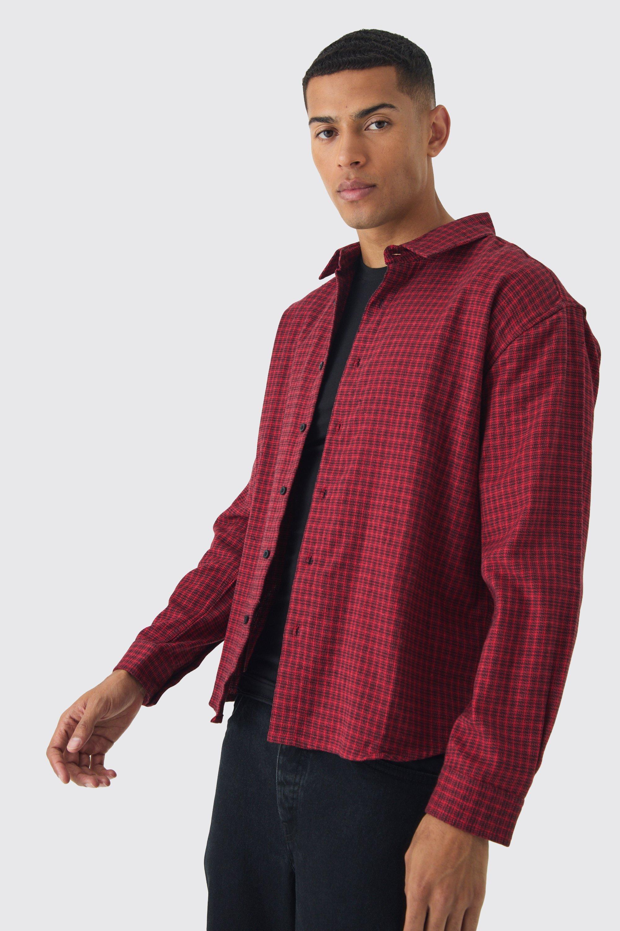 Oversized Long Sleeve Flannel Shirt | boohooMAN USA Product Image