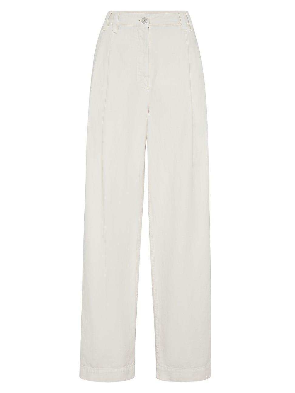 Womens Garment Dyed Relaxed Trousers In Cotton And Linen Cover Product Image