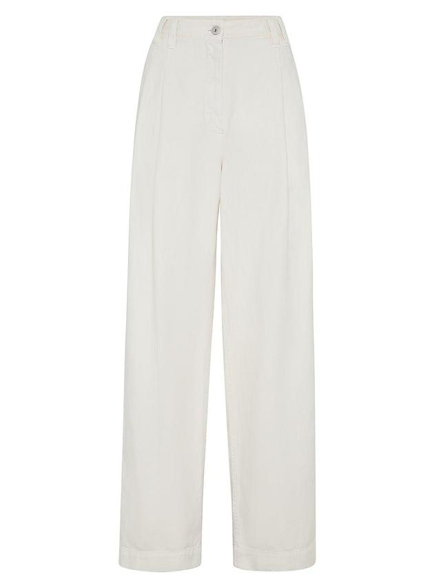 Womens Garment Dyed Relaxed Trousers In Cotton And Linen Cover Product Image