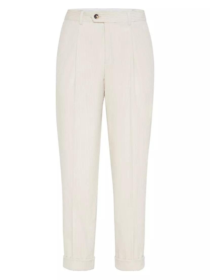 Cotton Wide Wale Corduroy Leisure Fit Trousers with Pleats Product Image