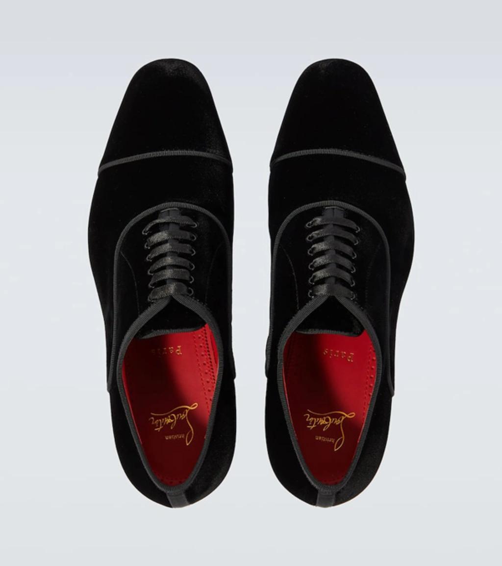 CHRISTIAN LOUBOUTIN Greggyrocks Velvet Oxford Shoes In Blackl In Loubi Product Image