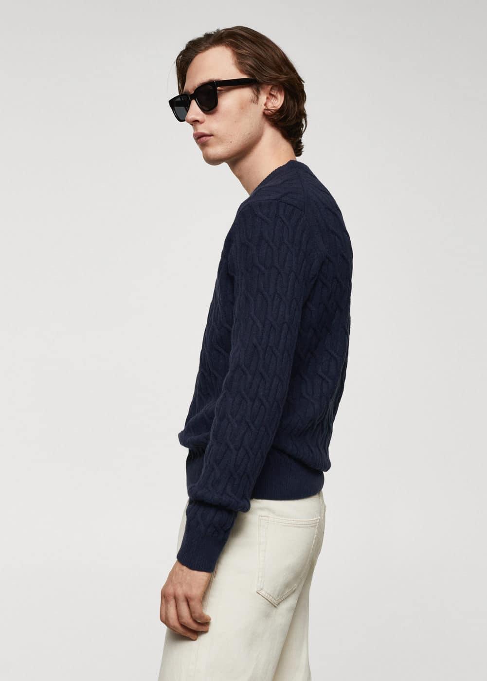 MANGO MAN - Braided knitted sweater dark navyMen Product Image