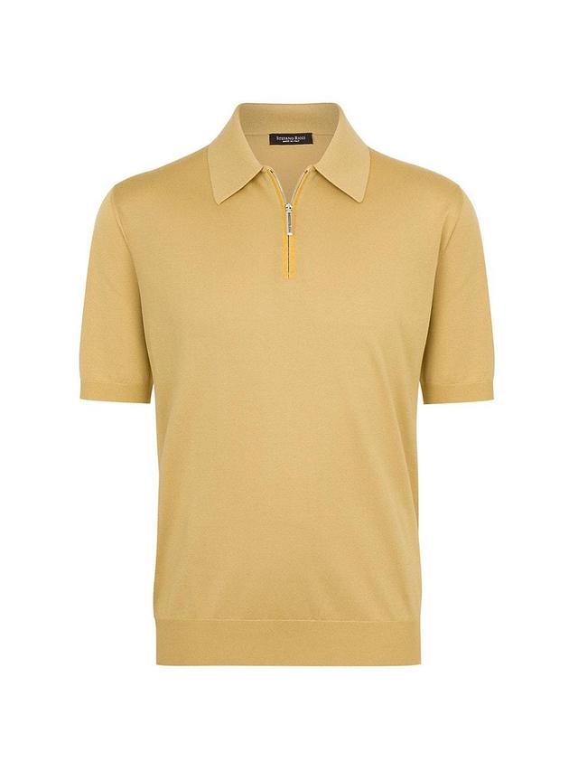 Mens Silk and Crocodile Zip Polo Shirt Product Image