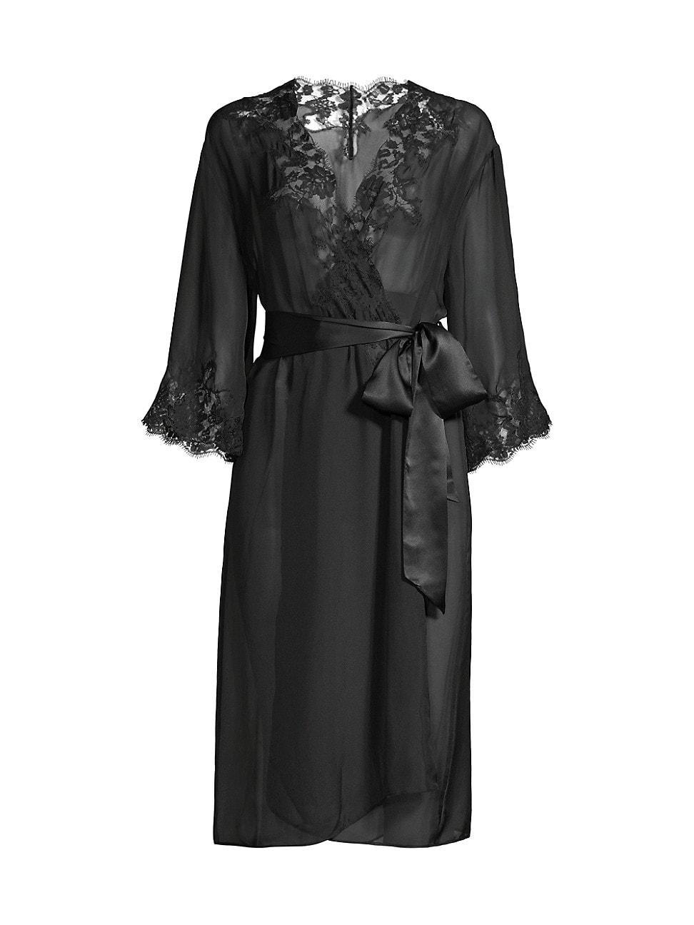 Womens Orchid Silk & Lace Robe Product Image