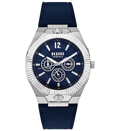 Versus Versace Mens Multifunction Quartz Echo Park Blue Leather Strap 42mm Product Image