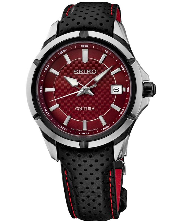 Seiko Mens Coutura Black Leather Strap Watch 41mm - Red Product Image