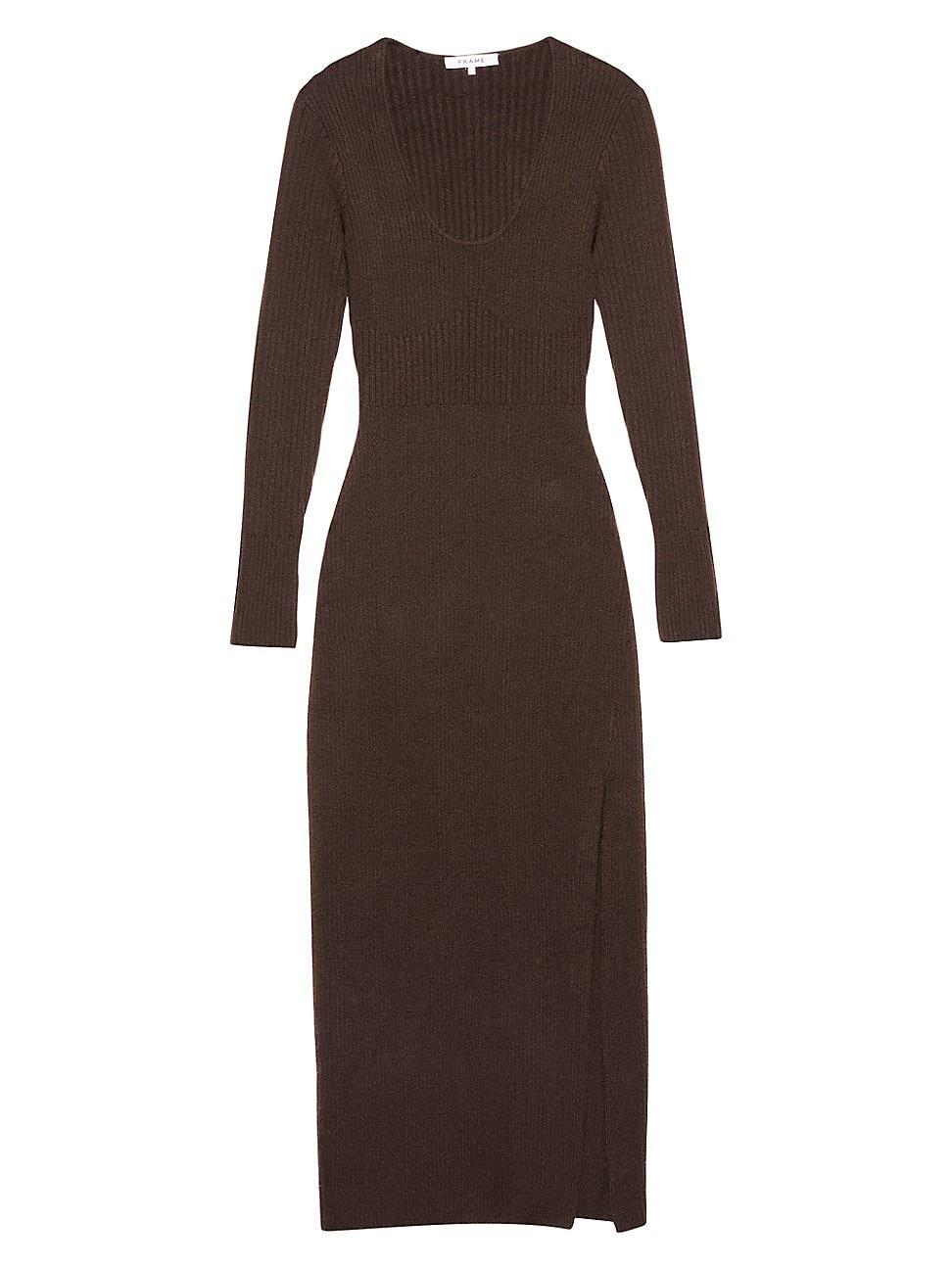 Womens Ribbed Cashmere-Blend Midi-Dress Product Image