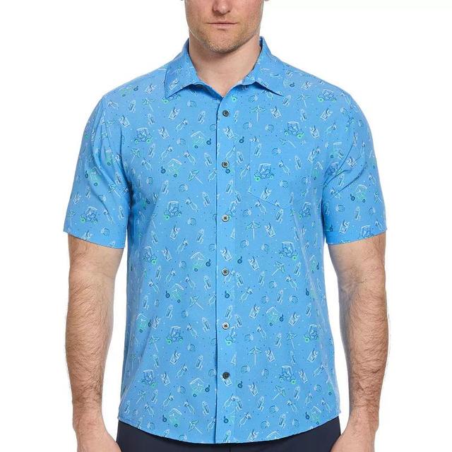 Mens Grand Slam Drinks & Golf Cart Print Short Sleeve Woven Button-Down Shirt Blue Blue Product Image