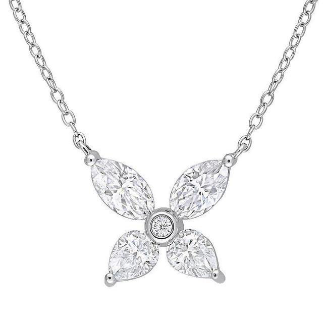 Stella Grace Sterling Silver 2 Carat T.W. Lab-Created Moissanite Flower Necklace, Womens Product Image