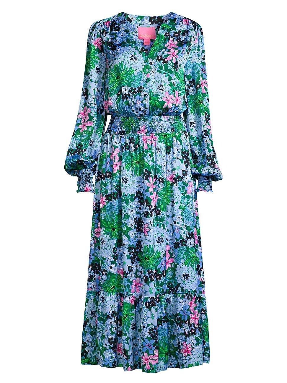 Womens Loubella Floral Long-Sleeve Midi Dress Product Image