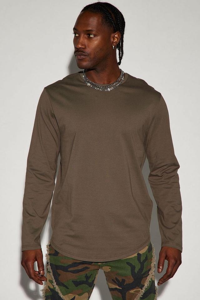 Essential Long Sleeve Scallop Tee - Olive Product Image