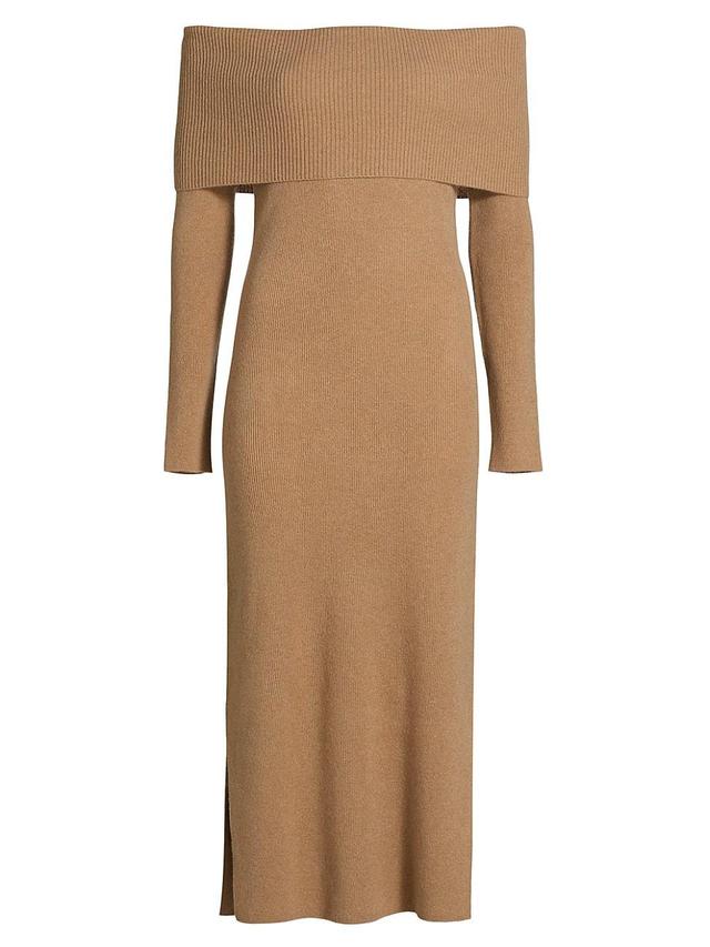 Womens Ribbed Cashmere Midi-Dress Product Image