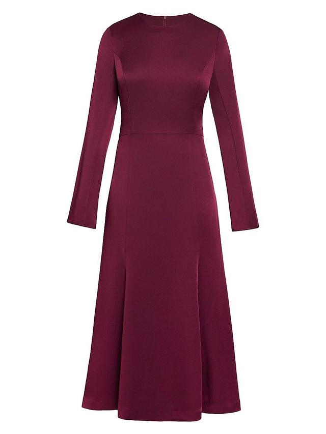 Womens Crepe Open-Back Fit & Flare Midi-Dress Product Image