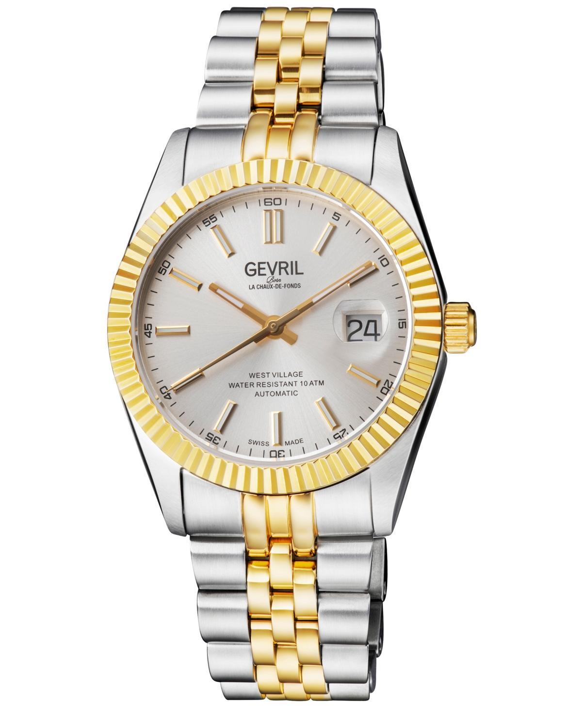 Gevril Mens West Village Swiss Automatic Two-Toned Ss Ipyg Stainless Steel Bracelet Watch 40mm Product Image