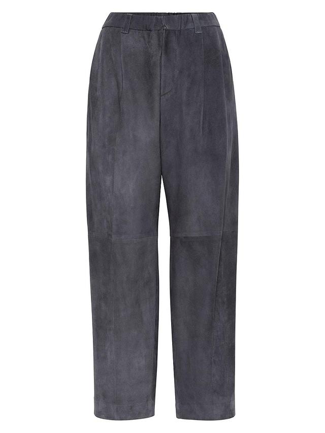 Womens Suede Cropped Baggy Trousers Product Image