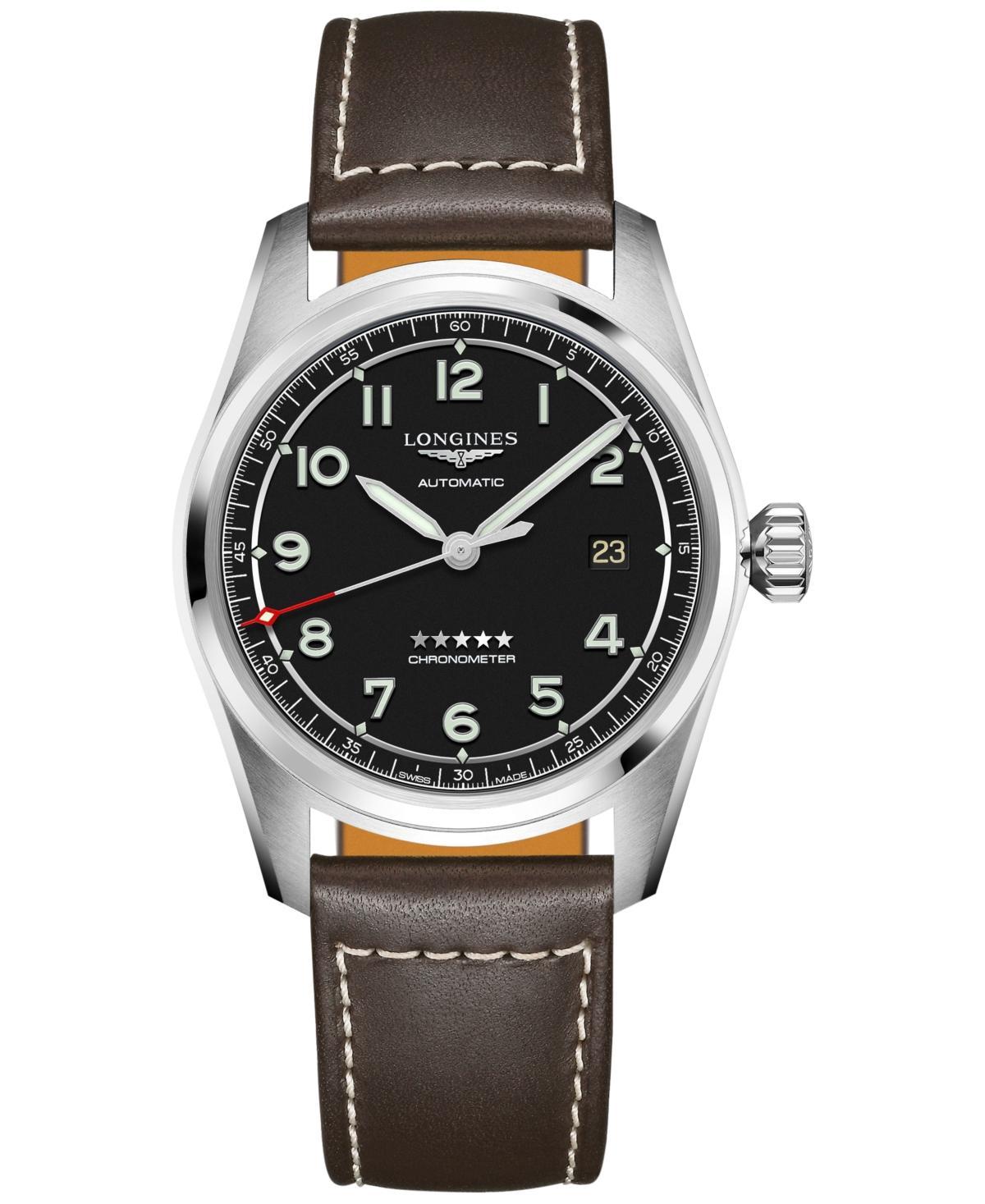 Mens Longines Spirit Stainless Steel & Leather-Strap Watch Product Image