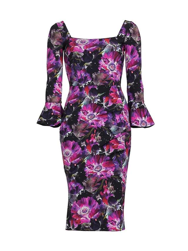 Womens Astra Bell-Sleeve Midi-Dress Product Image