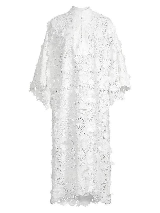 Floral-Lace Caftan Midi-Dress Product Image