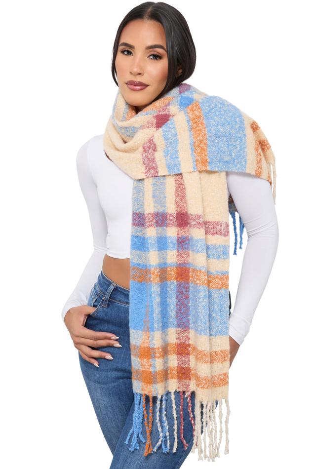 Womens Boucle Plaid Scarf Product Image