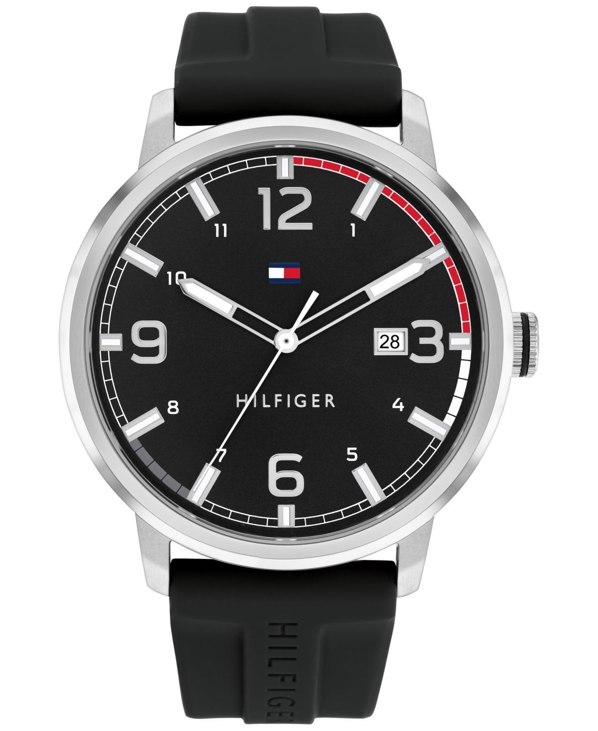 Tommy Hilfiger Mens Black Silicone Strap Watch 46mm, Created for Macys Product Image