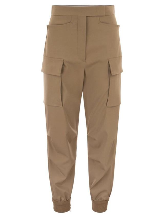 Tskirt - Wool Gabardine Cargo Trousers In Brown Product Image