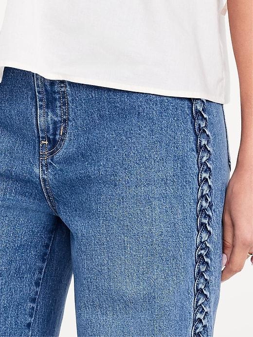 Extra High-Waisted Braided Wide-Leg Jeans Product Image