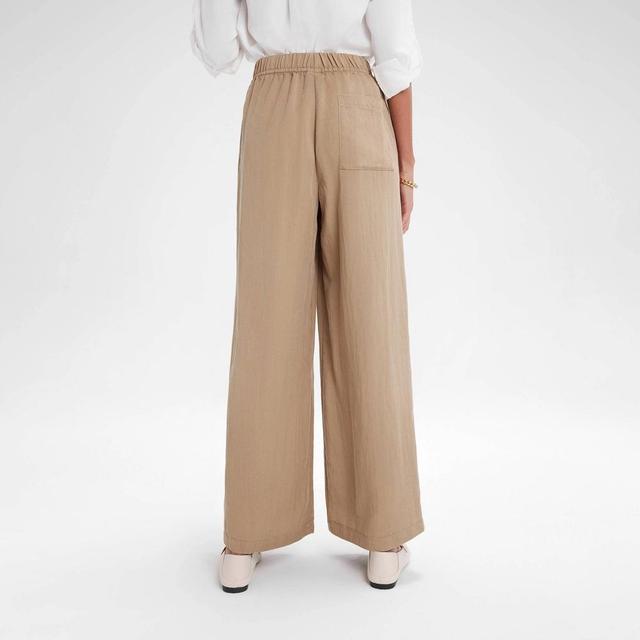 Womens High-Rise Wide Leg Pull-On Pants - A New Day Khaki XL Product Image