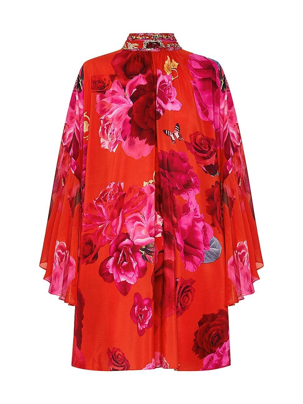 Womens Floral Silk Swing Dress Product Image