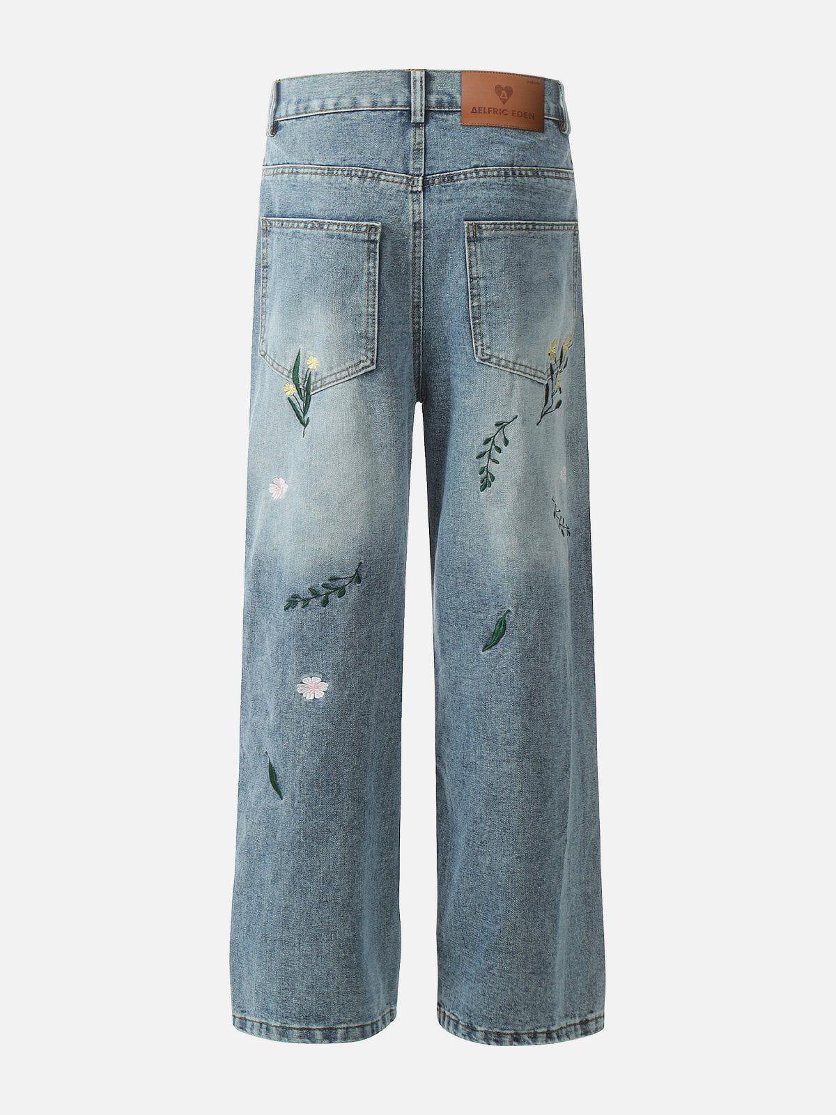 Aelfric Eden Embroidery Flower Washed Jeans Product Image