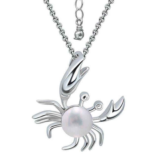 Aleure Precioso Sterling Silver Crab & Freshwater Cultured Pearl Pendant Necklace, Womens Product Image