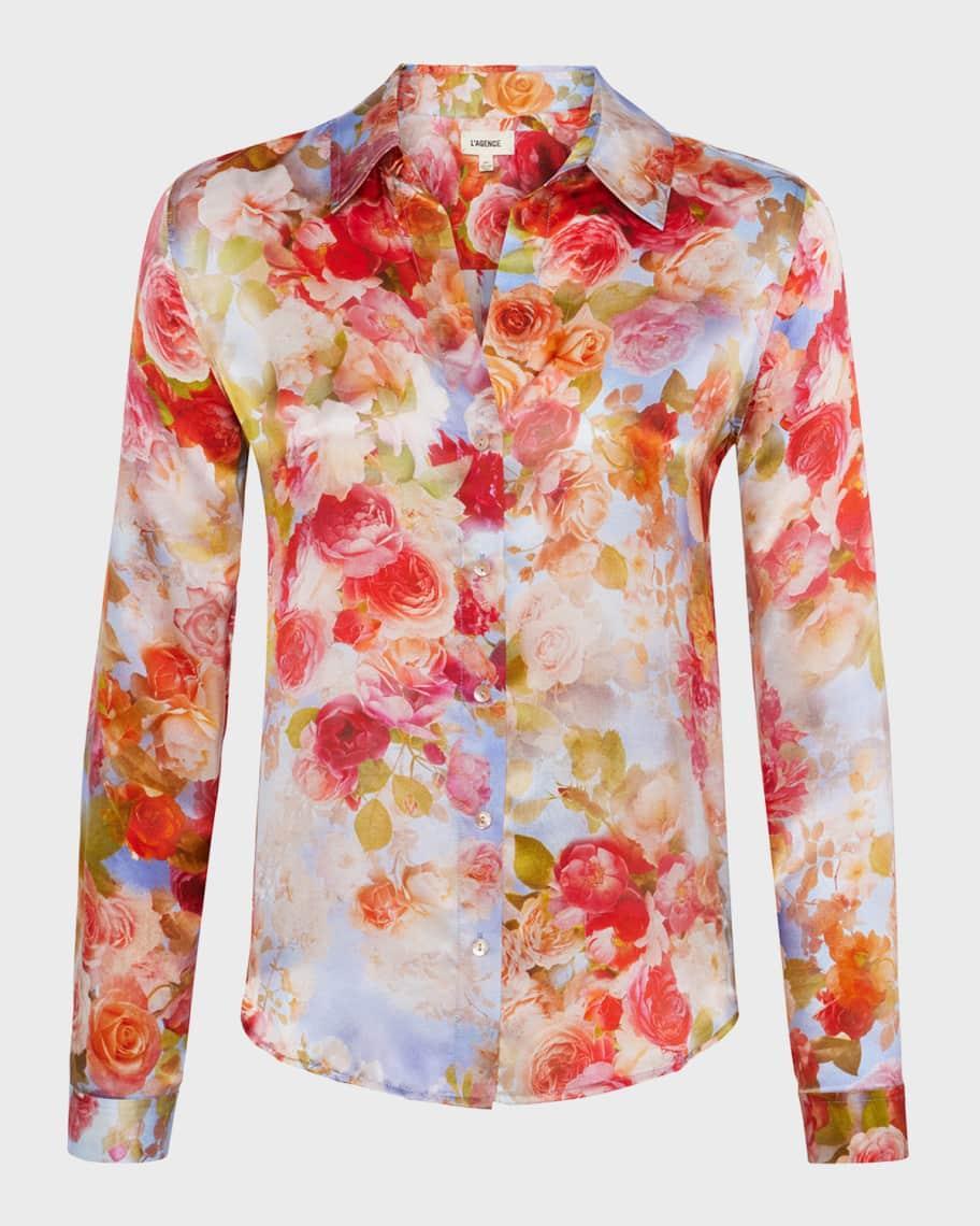 Tyler Floral Silk Button-Front Blouse Product Image