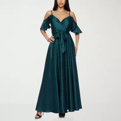 Premier Amour Cold Shoulder Womens Elbow Sleeve Evening Gown Product Image