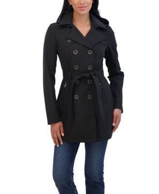 Women's Belted Double Breasted Soft Shell Trench Coat With Detachable Hood product image