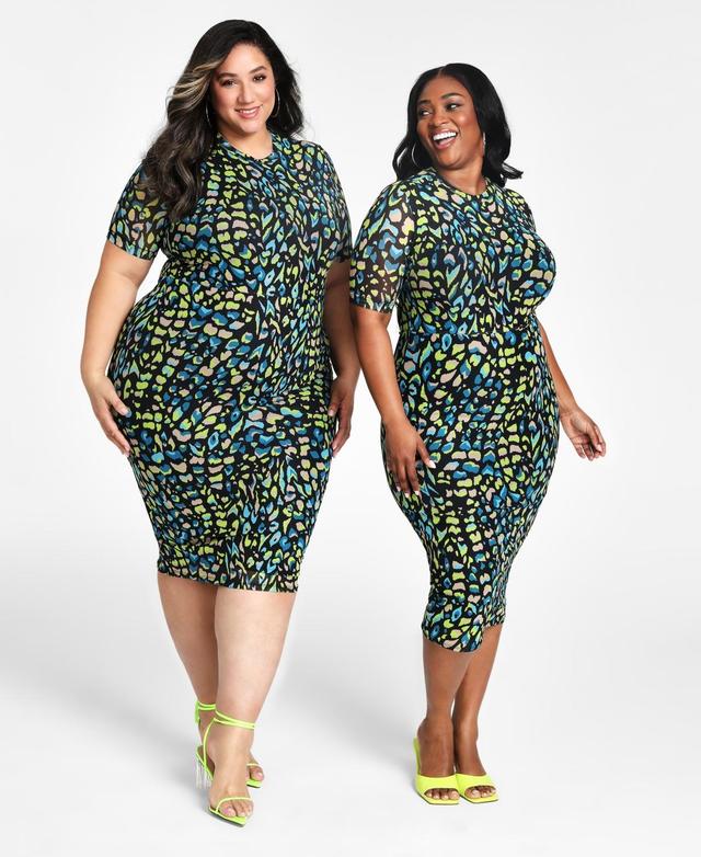 Nina Parker Trendy Plus Size Mesh Midi Dress, Created for Macys Product Image