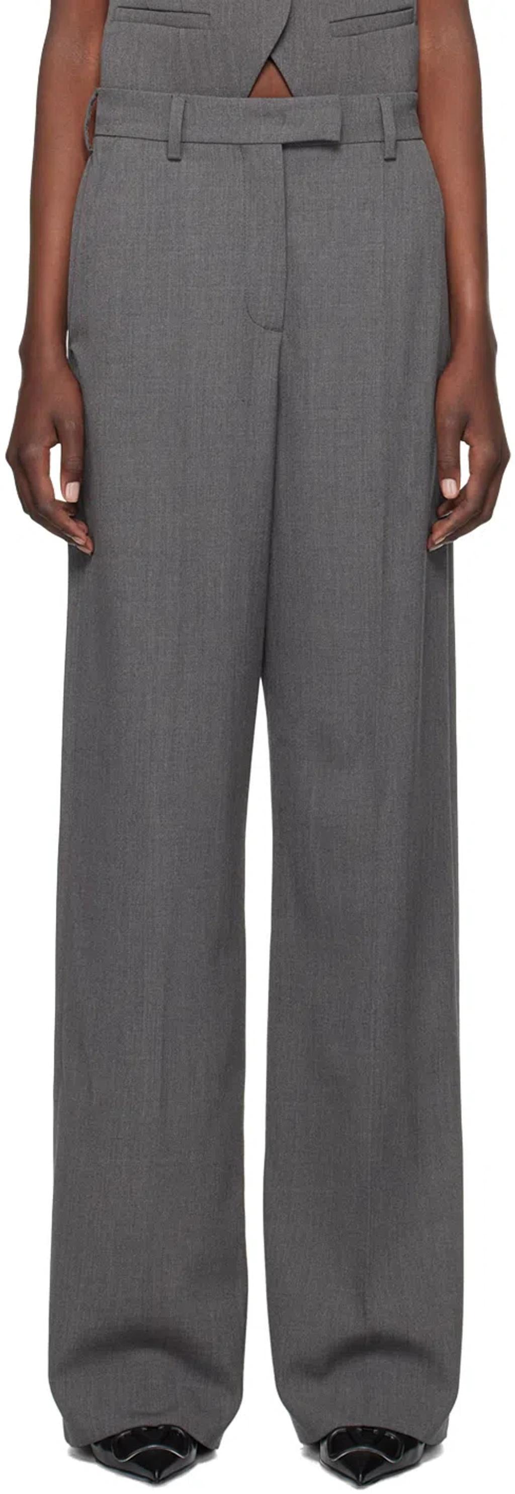 VALENTINO Gray Wool Trousers In 153 Grigio Medio Mel product image