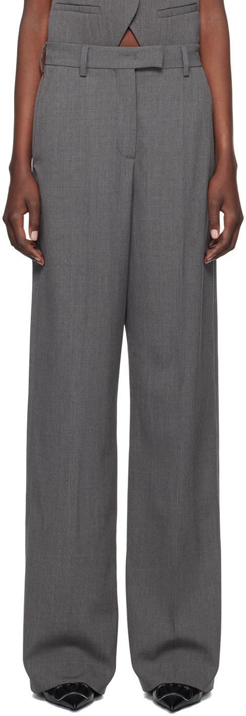 VALENTINO Gray Wool Trousers In 153 Grigio Medio Mel Product Image