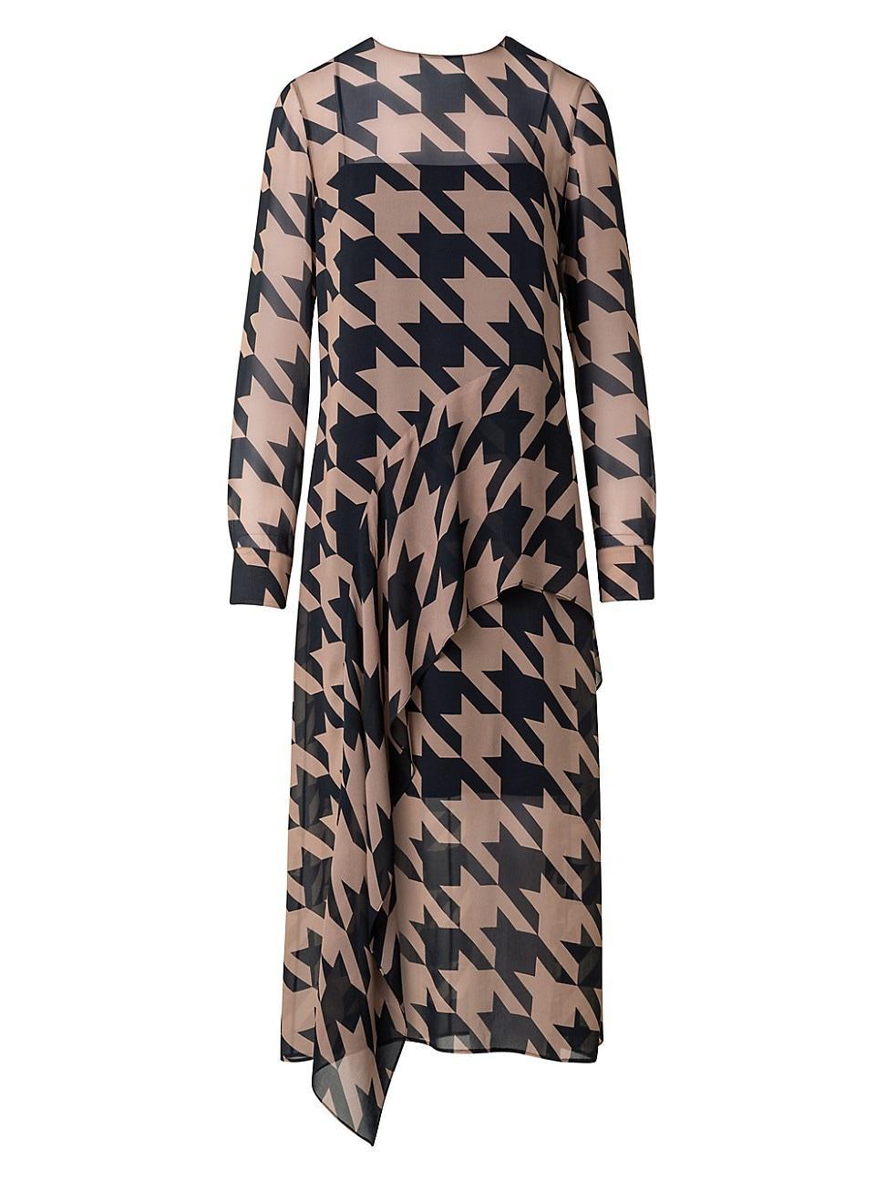 Womens Oversized Houndstooth Drape Dress Product Image