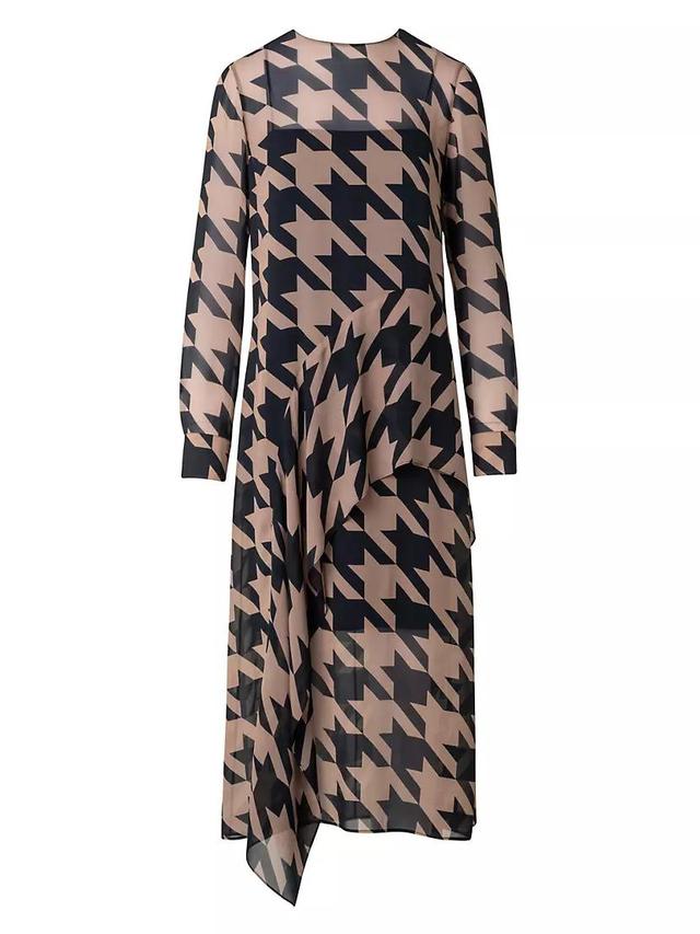 Oversized Houndstooth Drape Dress Product Image