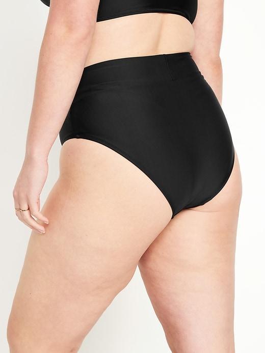 Banded High-Waist Bikini Swim Bottoms Product Image