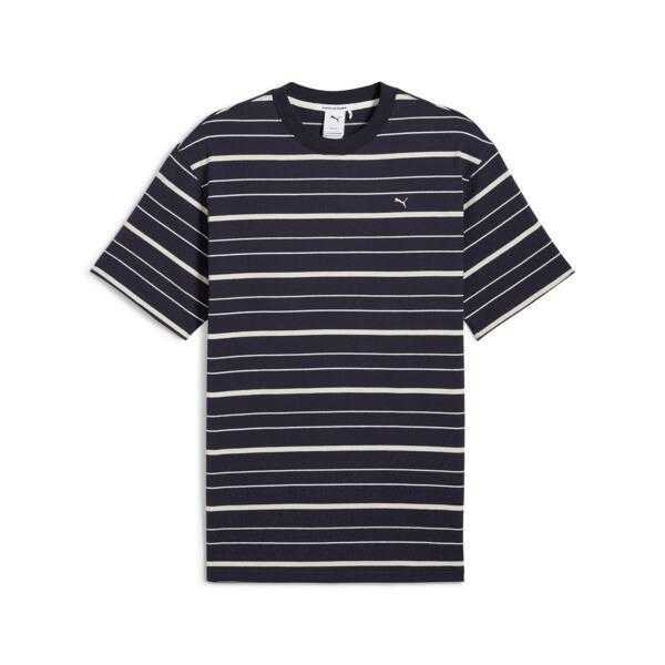 PUMA MMQ Men's Striped T-Shirt in Dark Blue Product Image