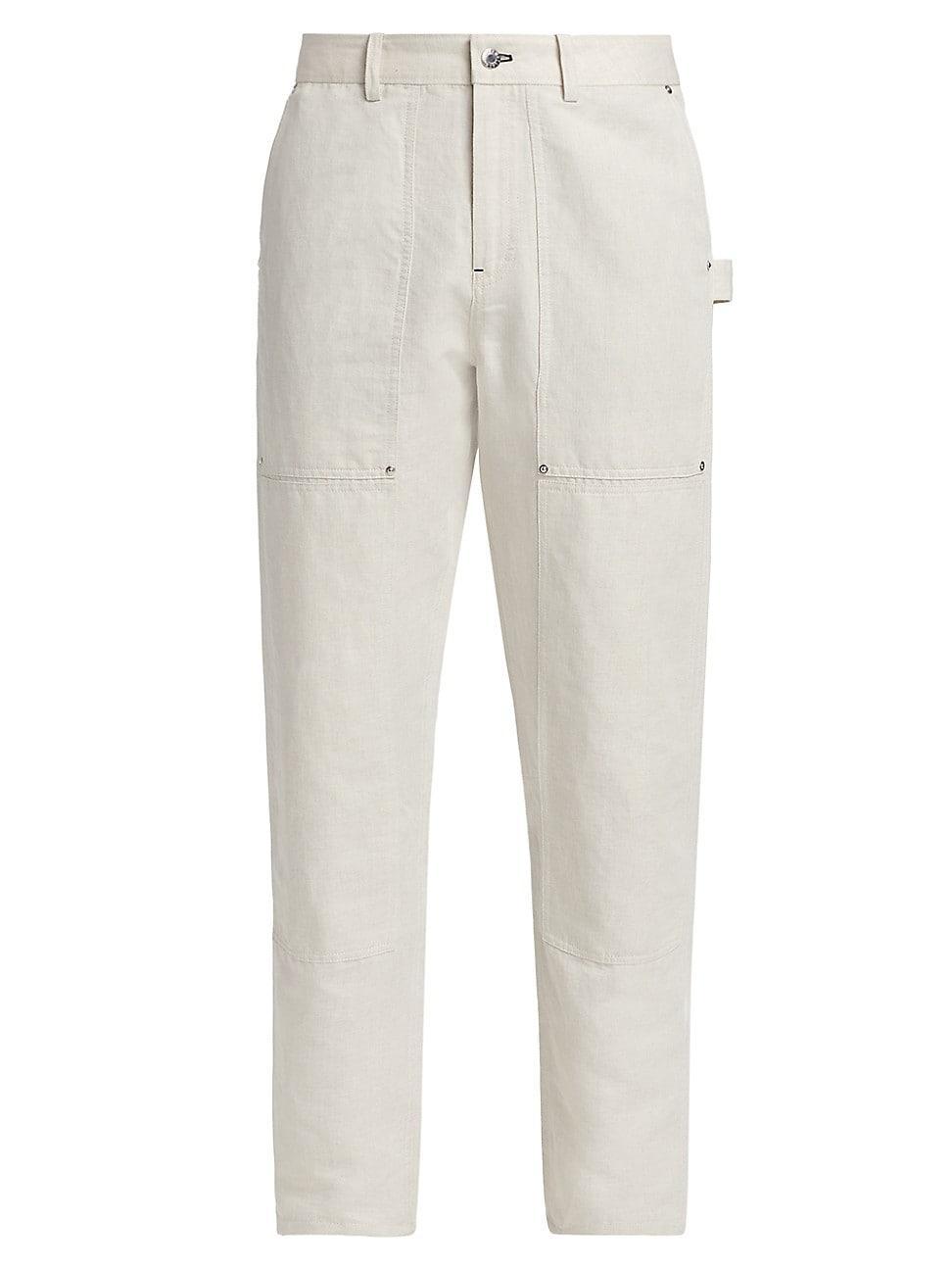 Mens Cotton & Linen-Blend Carpenter Pants Product Image